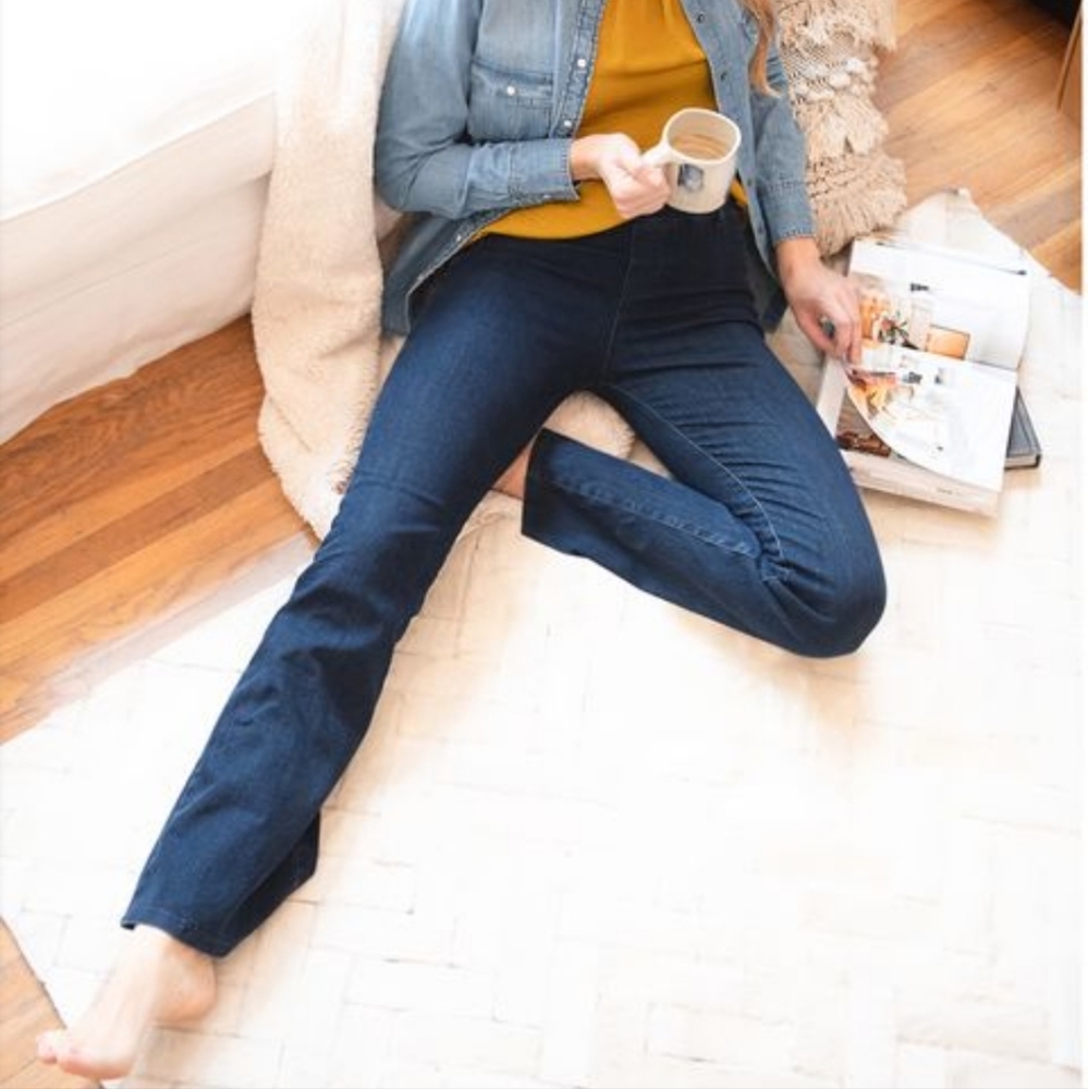 Betabrand Navy Boot-Cut Denim Jeans